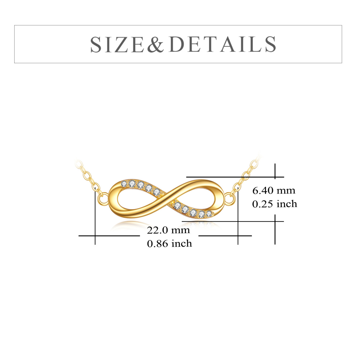 Colar com pendente de símbolo infinito em zircónio cúbico em ouro de 14K-6