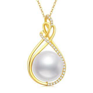 10K Gold Cubic Zirconia Infinite Symbol Pendant Necklace-53