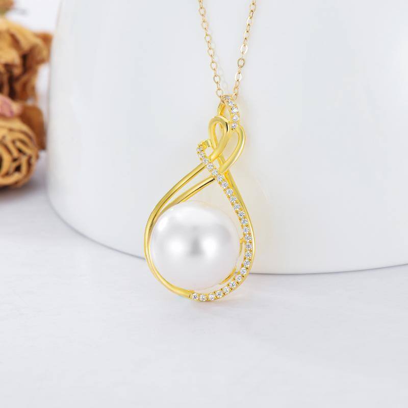 18K Gold Cubic Zirconia Infinite Symbol Pendant Necklace-3