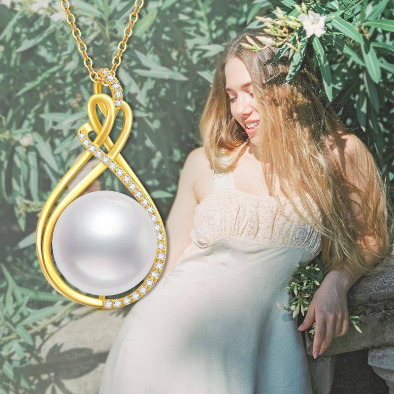 18K Gold Cubic Zirconia Infinite Symbol Pendant Necklace-5