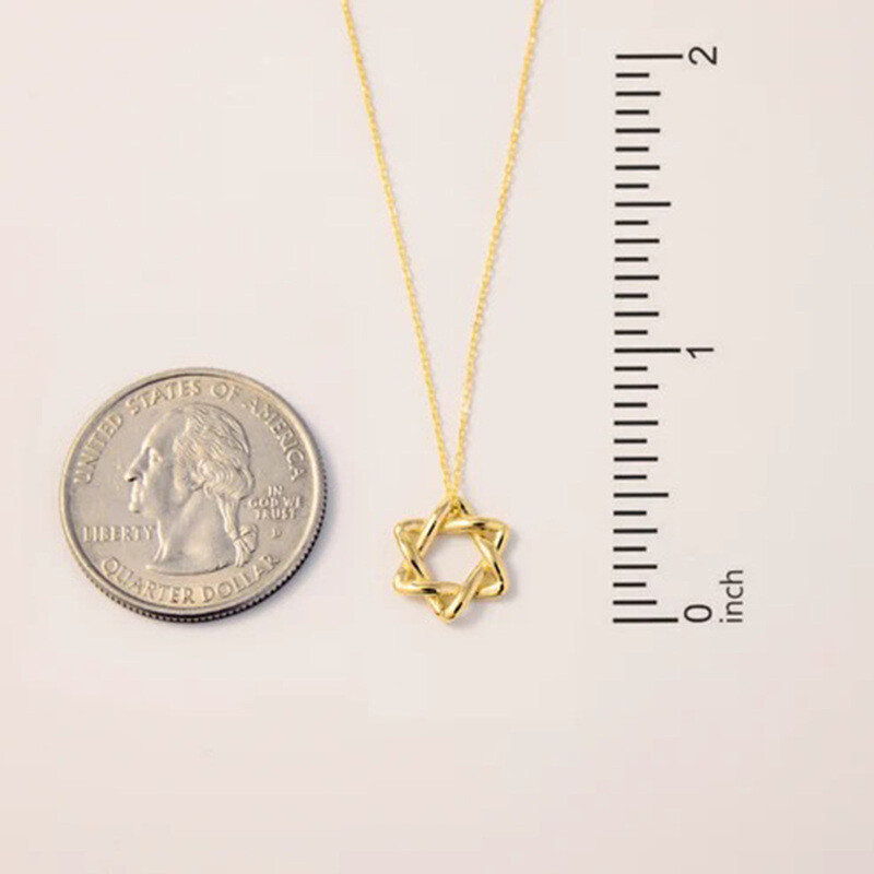 10Kゴールド インフィニティ スター オブ ダビデ ペンダント ネックレス-4