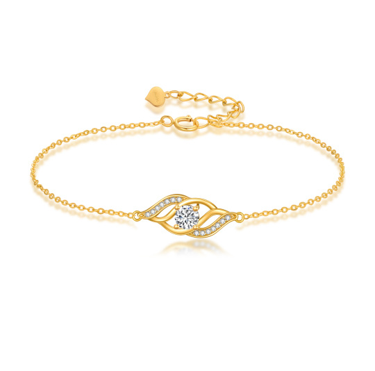 10K Gold Cubic Zirconia Infinity Symbol Charm Bracelet