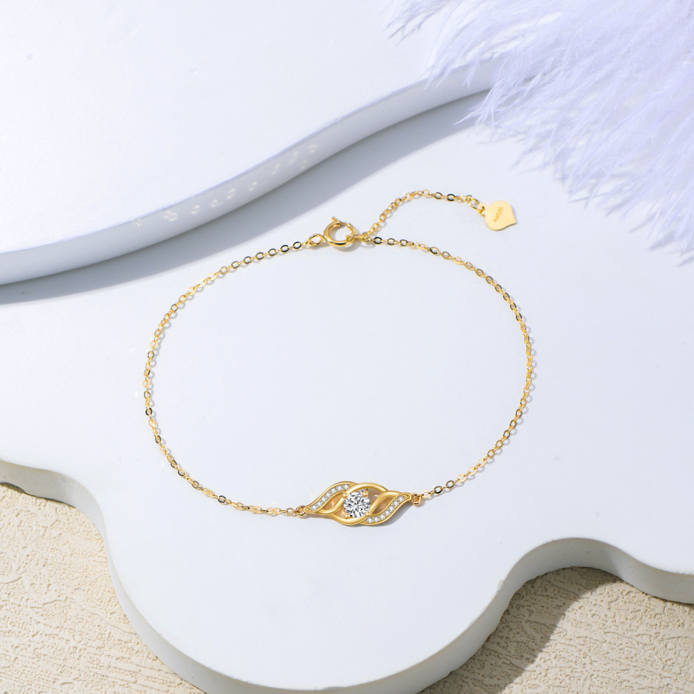 14 Karat Gold-Charm-Armband mit Unendlichkeitssymbol und Zirkonia-4