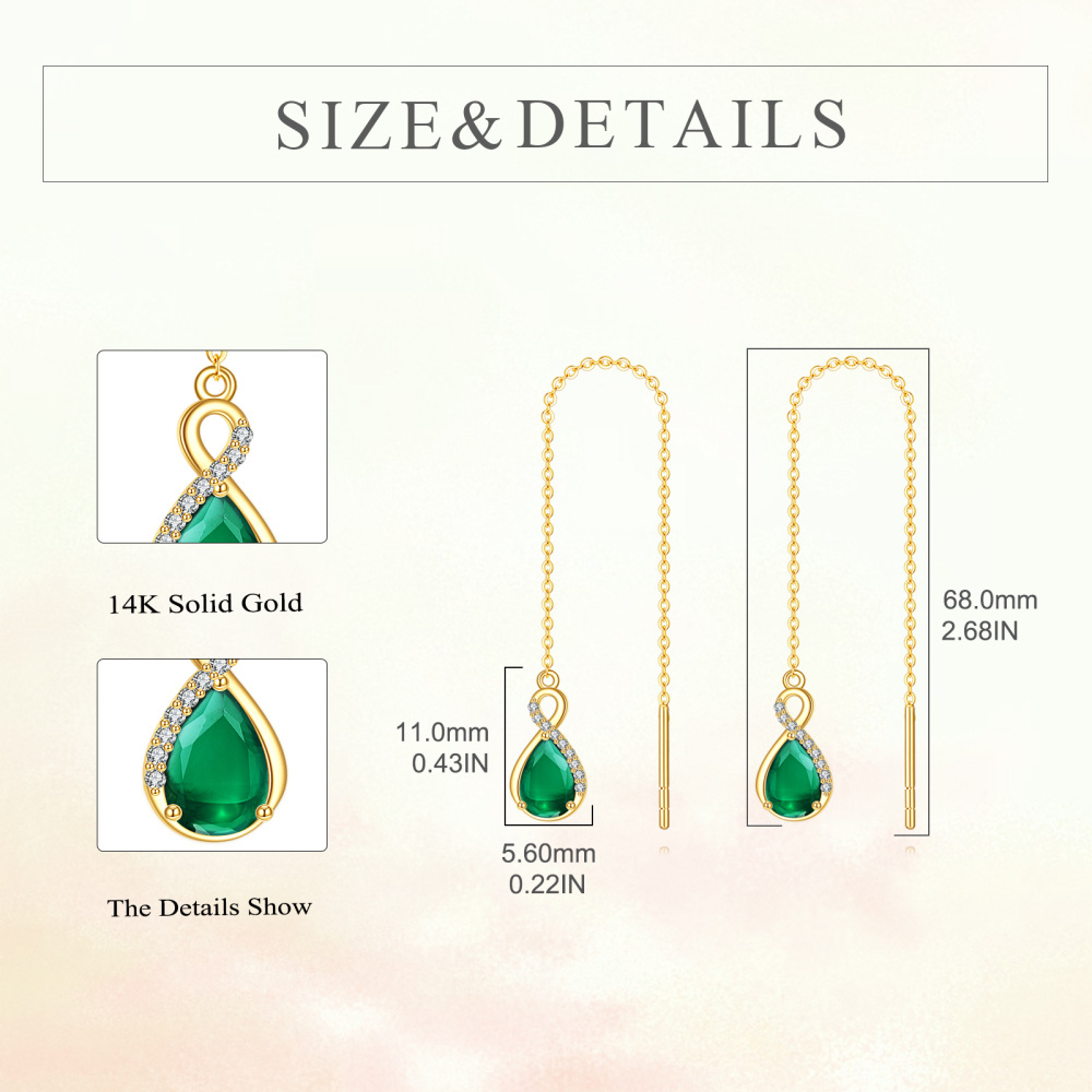 10K Gold Cubic Zirconia Infinity Symbol Drop Earrings-5