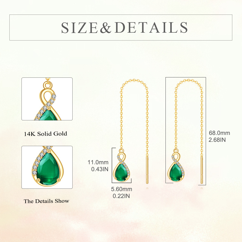 Pendientes colgantes con símbolo de infinito en oro blanco de 10 quilates y circonitas cúbicas-5