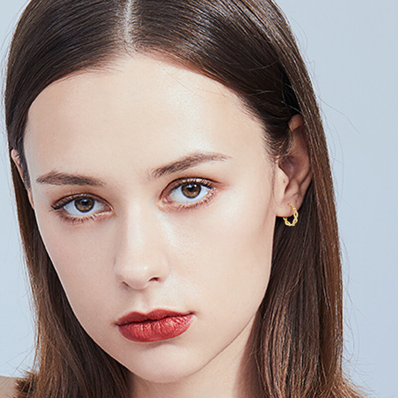 10K White Gold Cubic Zirconia Infinity Symbol Hoop Earrings-2