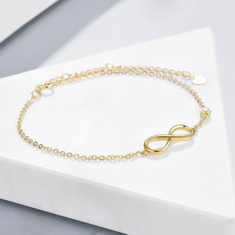 18K Gold Infinity Symbol Charm Bracelet-3