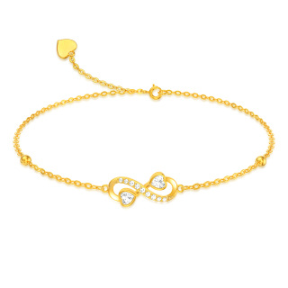 10K Gold Cubic Zirconia Infinity Symbol Charm Bracelet-14