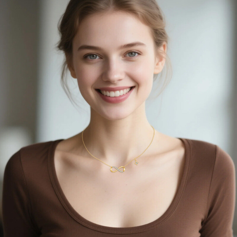 10K White Gold Cubic Zirconia Infinity Symbol Pendant Necklace-2