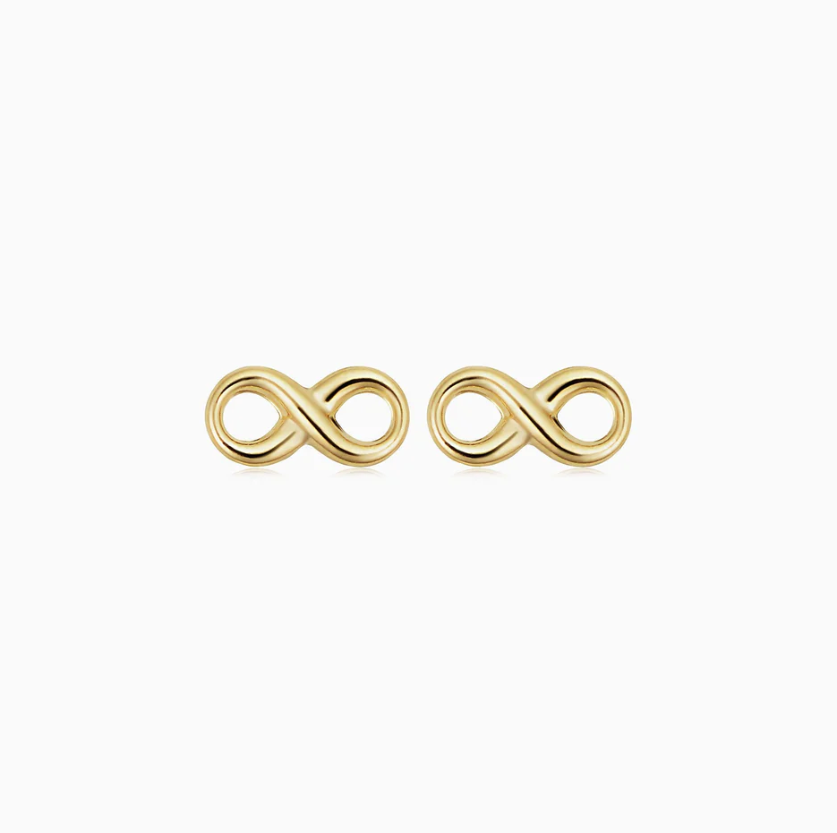 14K Gold Infinity Symbol Stud Earrings-1