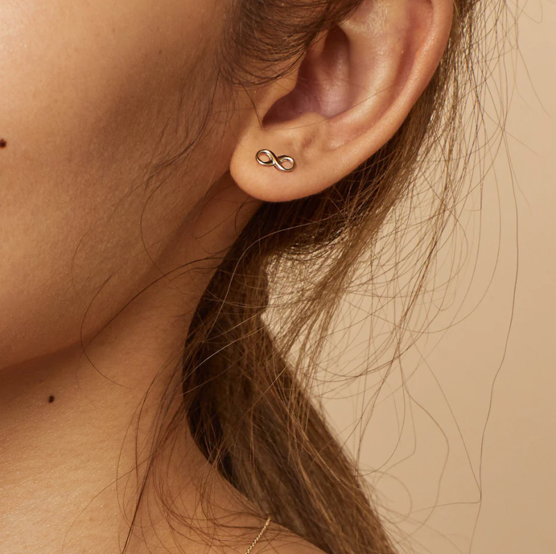 14K Gold Infinity Symbol Stud Earrings-2