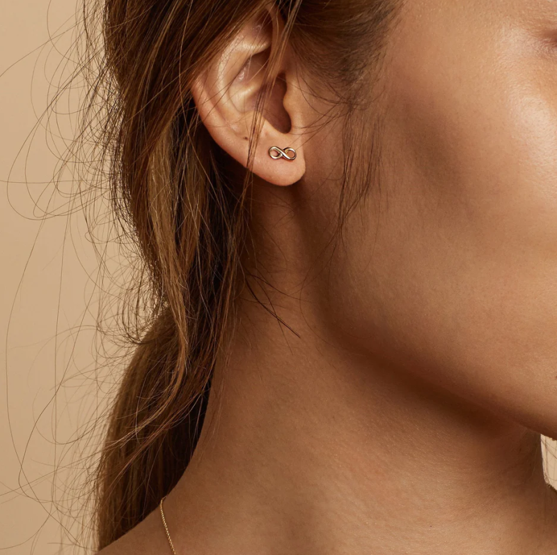 14K Gold Infinity Symbol Stud Earrings-3