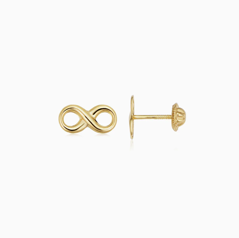 14K Gold Infinity Symbol Stud Earrings-4