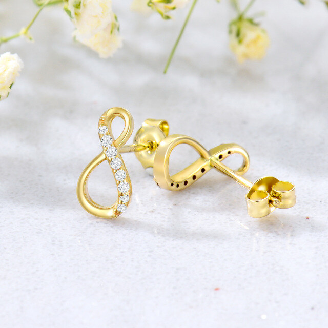 Boucles d'oreilles en or 14K à zircon cubique symbole de l'infini-3