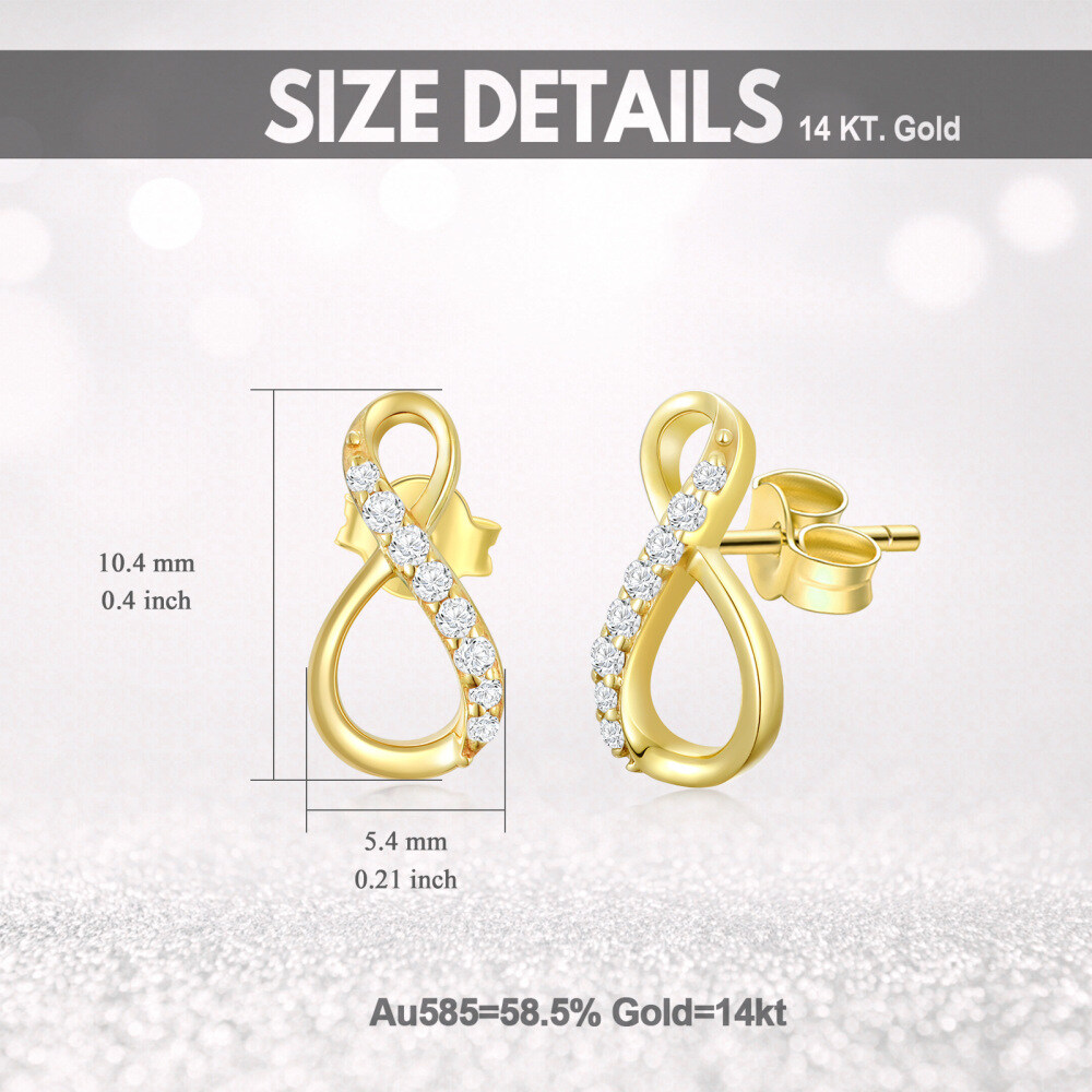 10K Gold Cubic Zirconia Infinity Symbol Stud Earrings-5