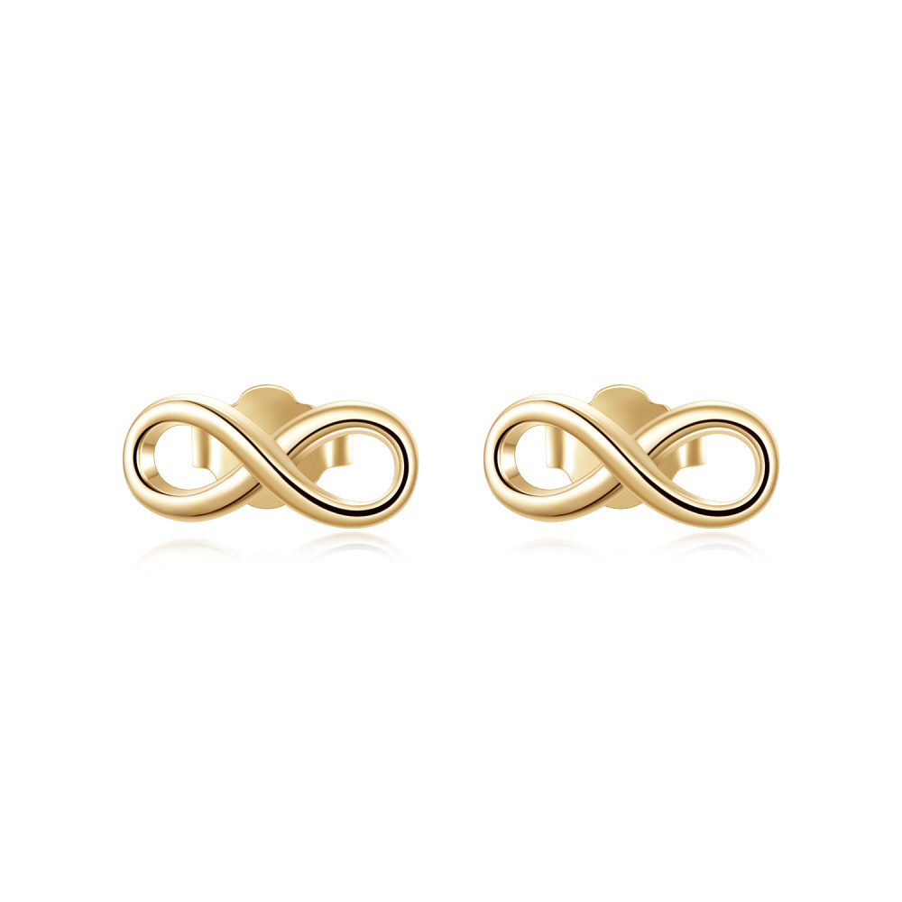 10K Gold Infinity Symbol Stud Earrings-1