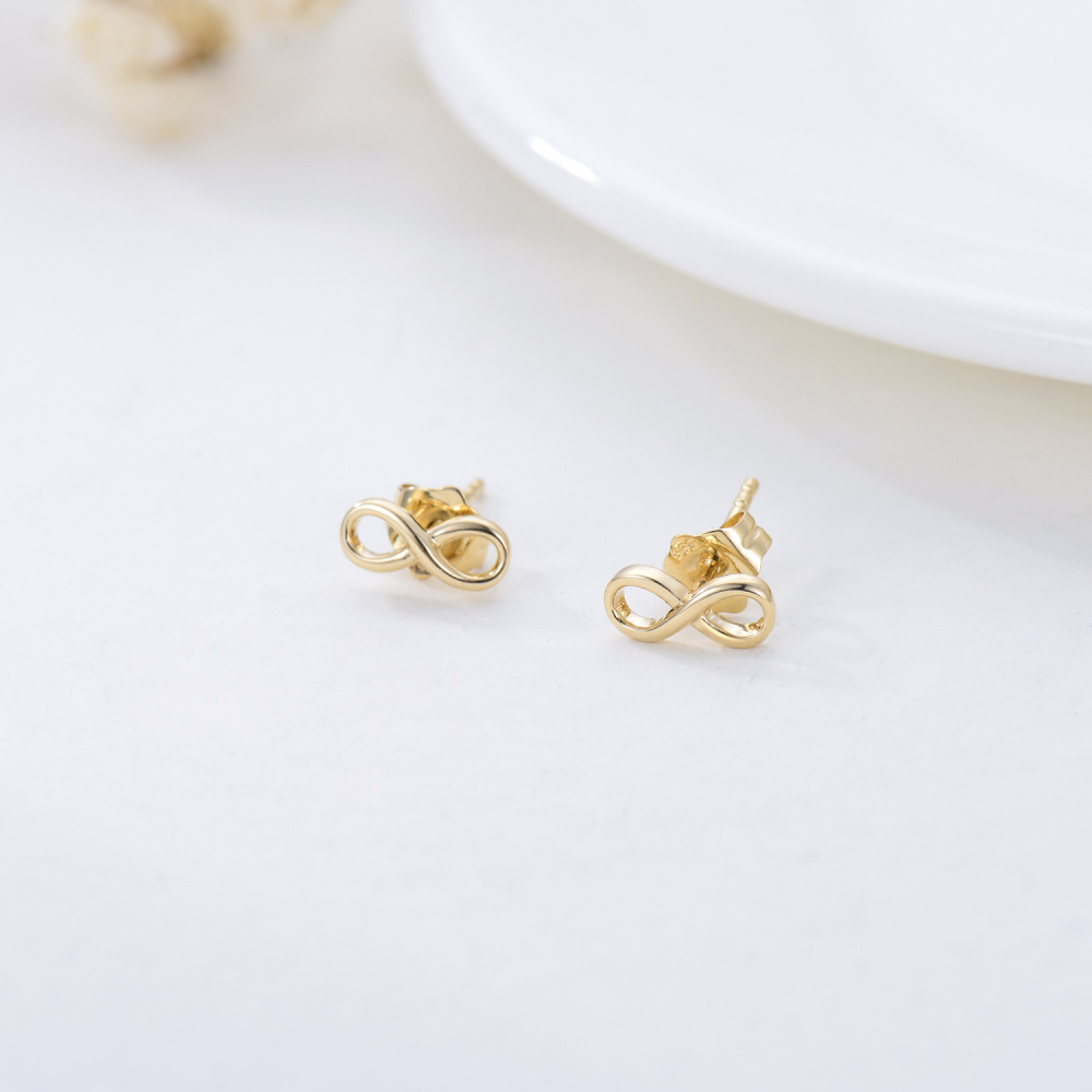 10K Gold Infinity Symbol Stud Earrings-3