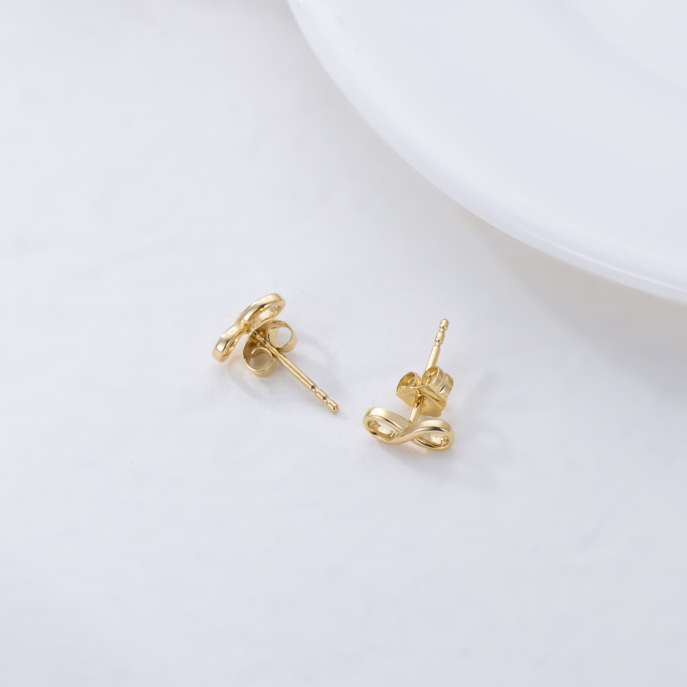 10K Gold Infinity Symbol Stud Earrings-4