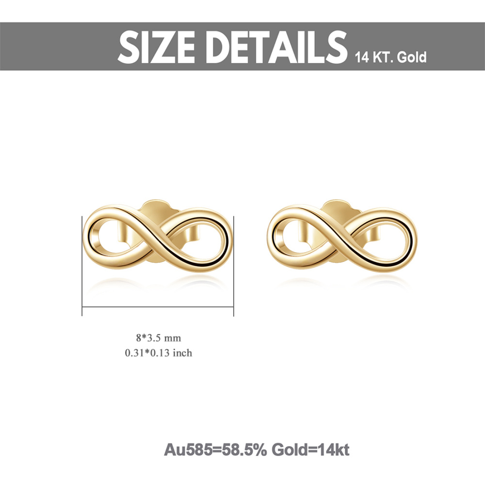 10K Gold Infinity Symbol Stud Earrings-5