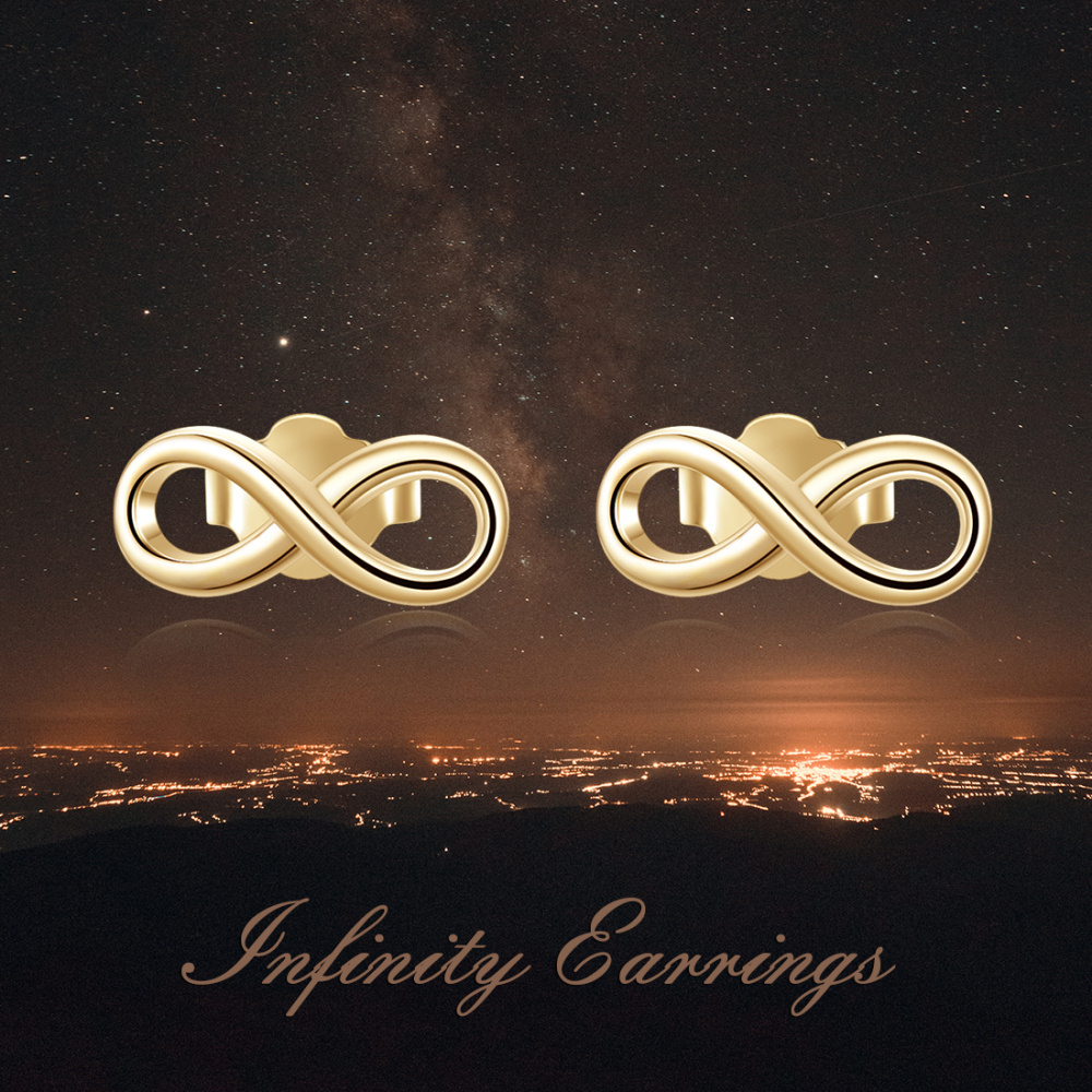 10K Gold Infinity Symbol Stud Earrings-6