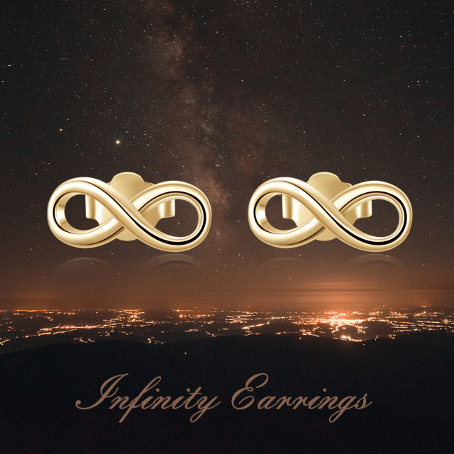 14K Gold Infinity Symbol Stud Earrings-6