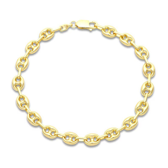 14K Gold Italia D'Oro Hollow Puffy Mariner Link Chain Bracelet