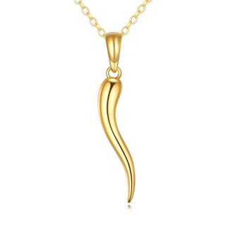 14K Gold Italian Horn Pendant Necklace-4