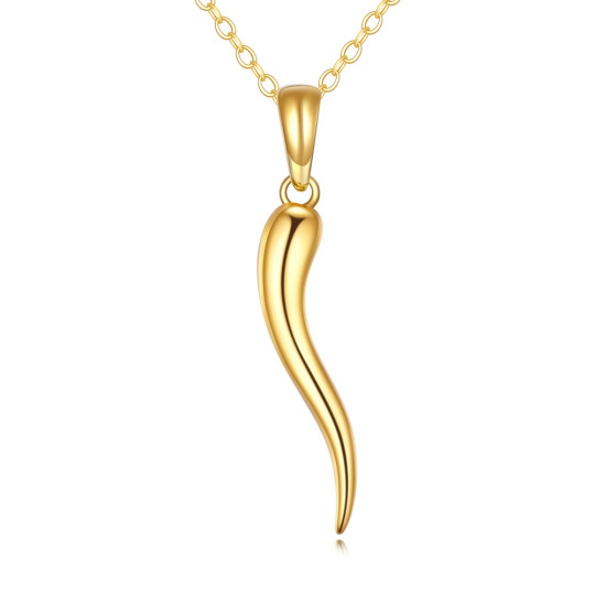 14K Gold Italian Horn Pendant Necklace