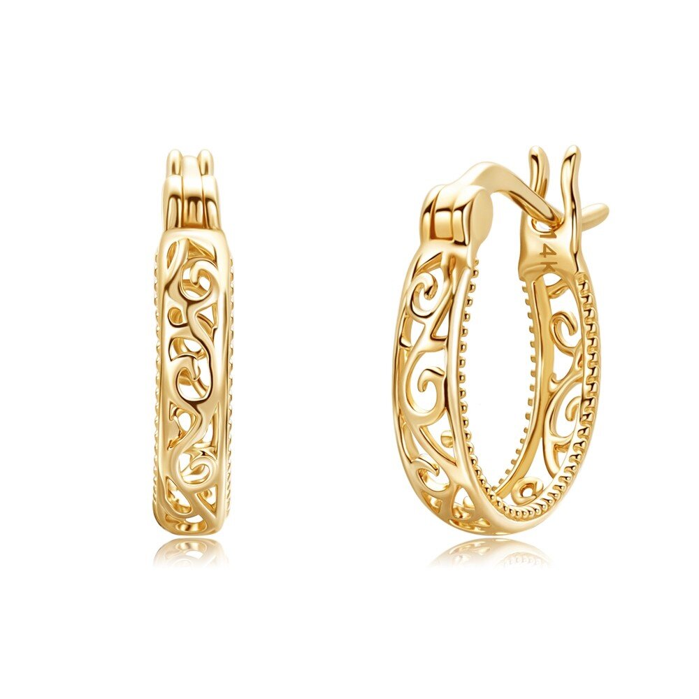 10K Gold Ivy Hoop Earrings-1