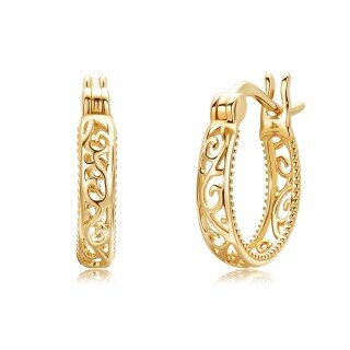 14K Gold Ivy Hoop Earrings-2