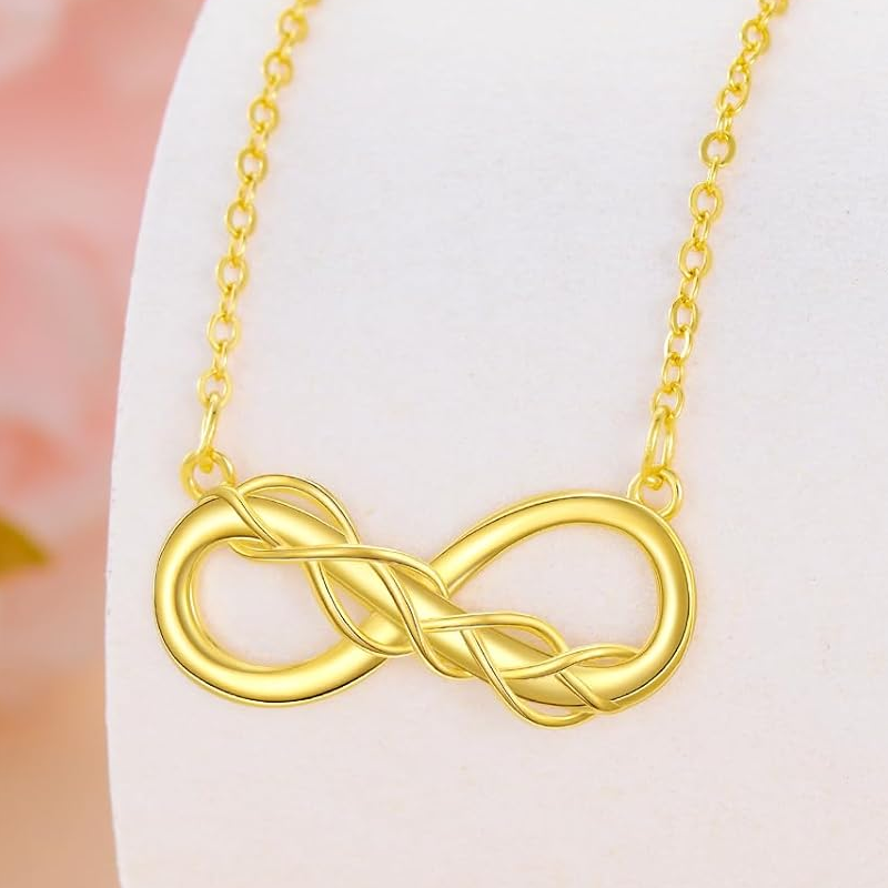 Halskette aus 10-karätigem Gold mit Efeu- und Unendlichkeitssymbol für Damen-4