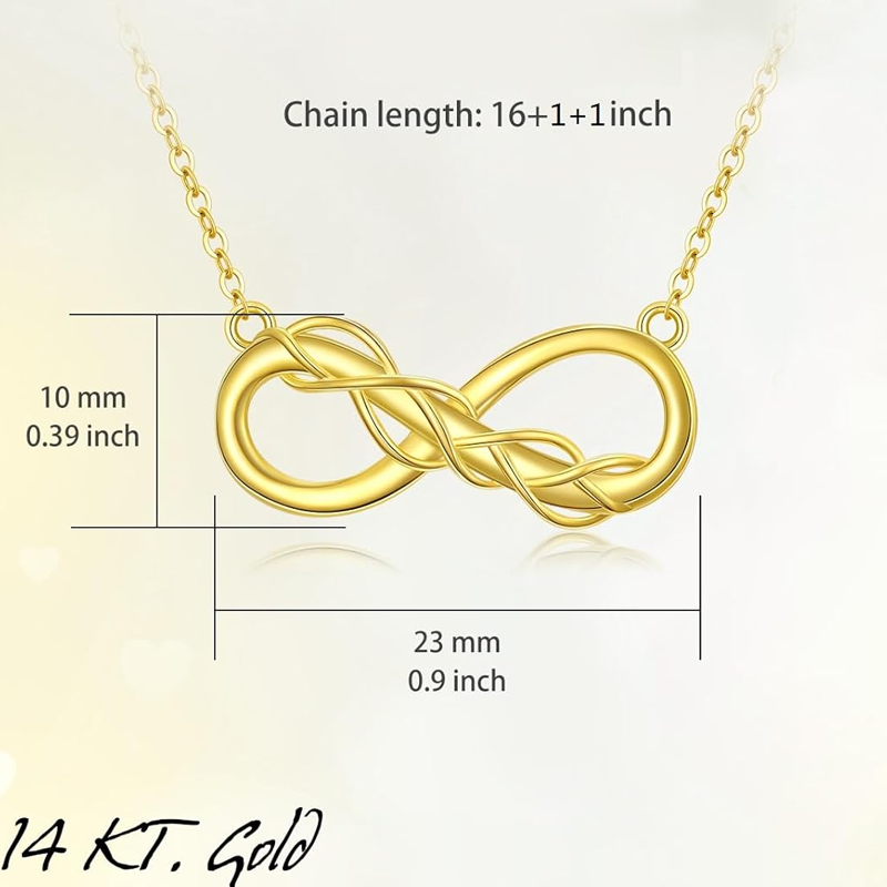 Halskette aus 10-karätigem Gold mit Efeu- und Unendlichkeitssymbol für Damen-5