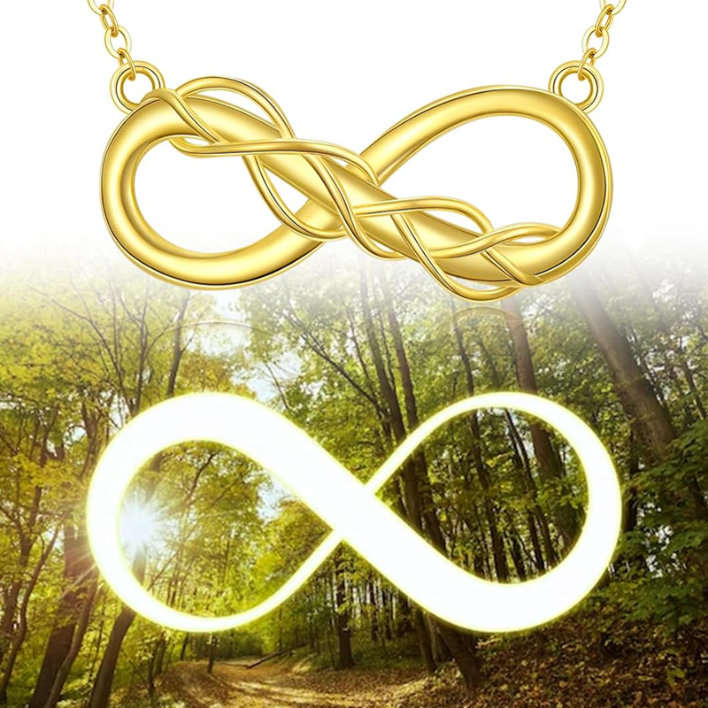 Halskette aus 10-karätigem Gold mit Efeu- und Unendlichkeitssymbol für Damen-6