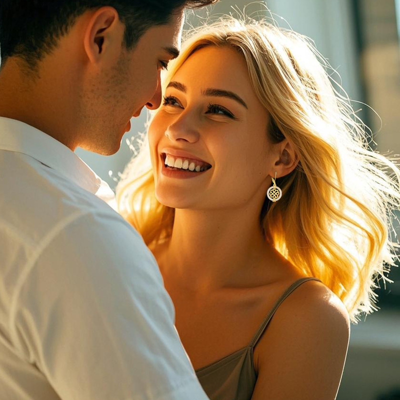 Sterling Silver with Yellow Gold Plated Jade Celtic Knot Lever-back Earrings-4