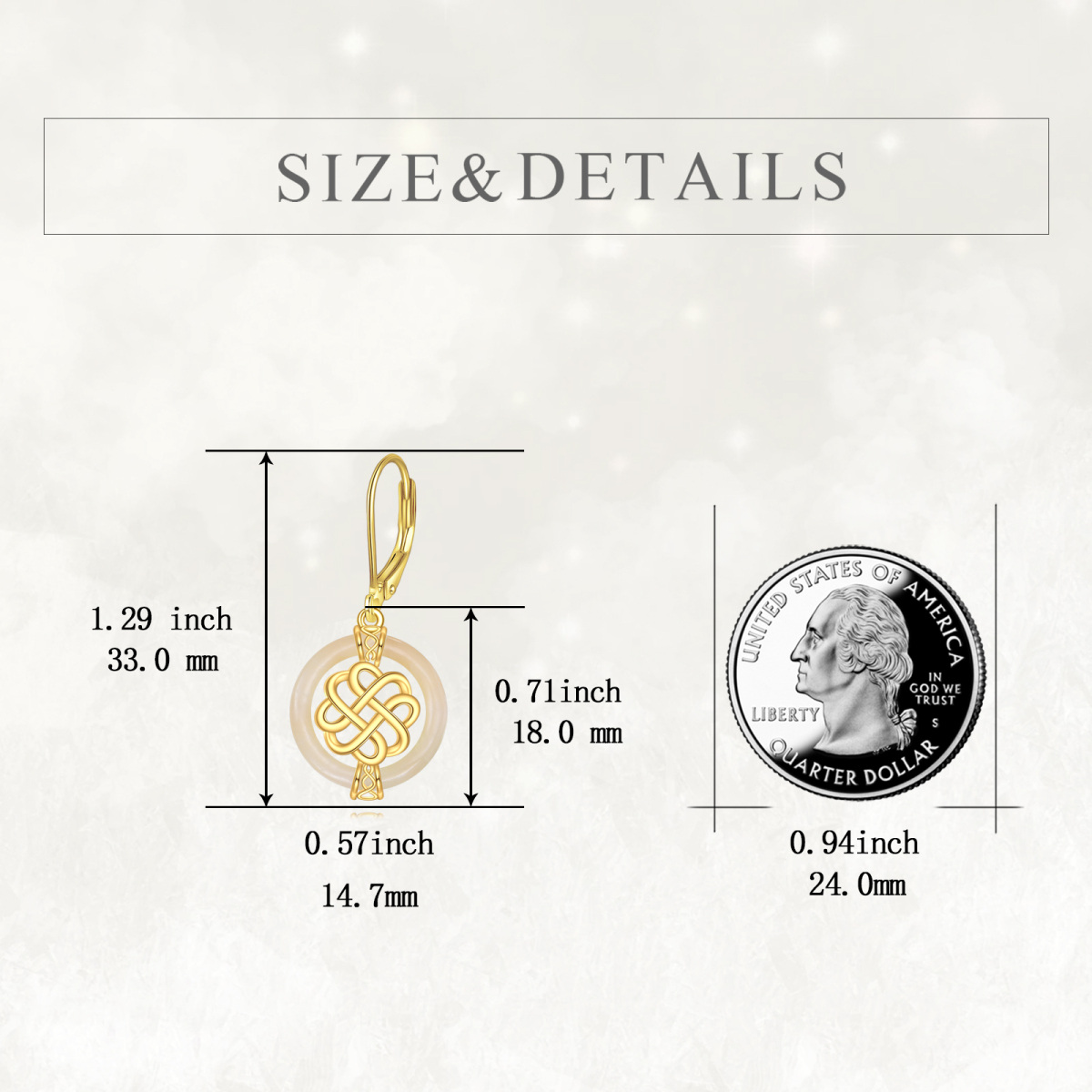 14K Gold Jade Celtic Knot Lever-back Earrings-5