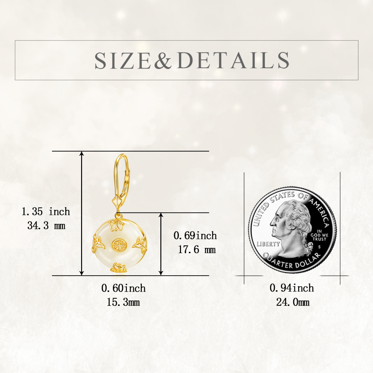 Sterling Silver with Yellow Gold Plated Jade Dove & Water Lily Lever-back Earrings-5