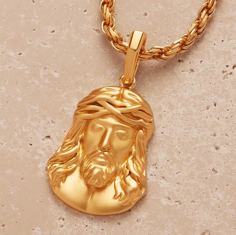 Pendentif Jésus en platine plaqué or blanc-3