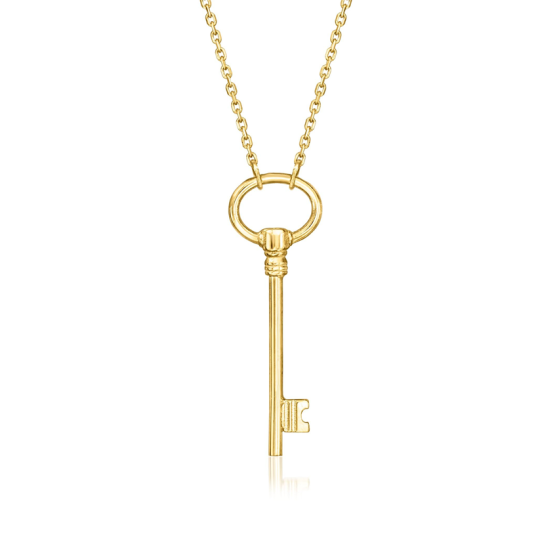 10K Gold Key Pendant Necklace