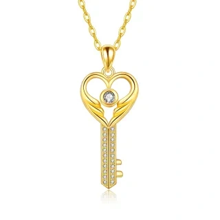 10K Gold Key Pendant Necklace-43