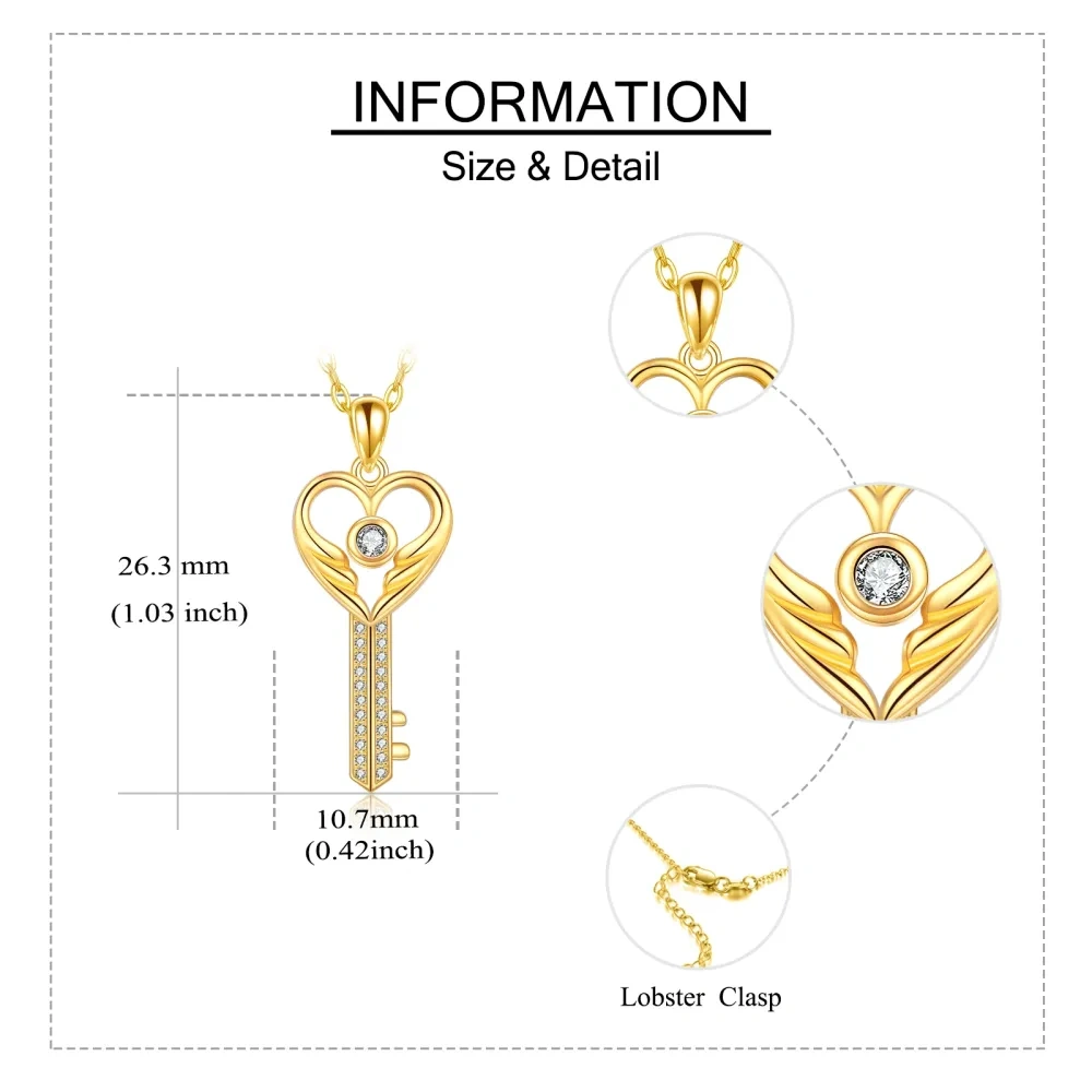 10K Gold Key Pendant Necklace-5