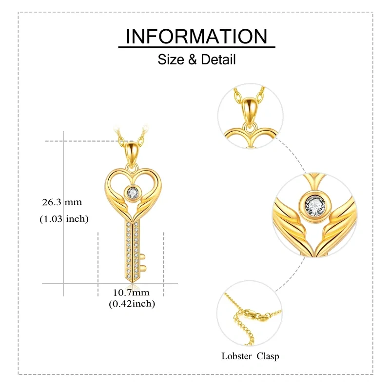 Collier pendentif clé en or 10 carats-5