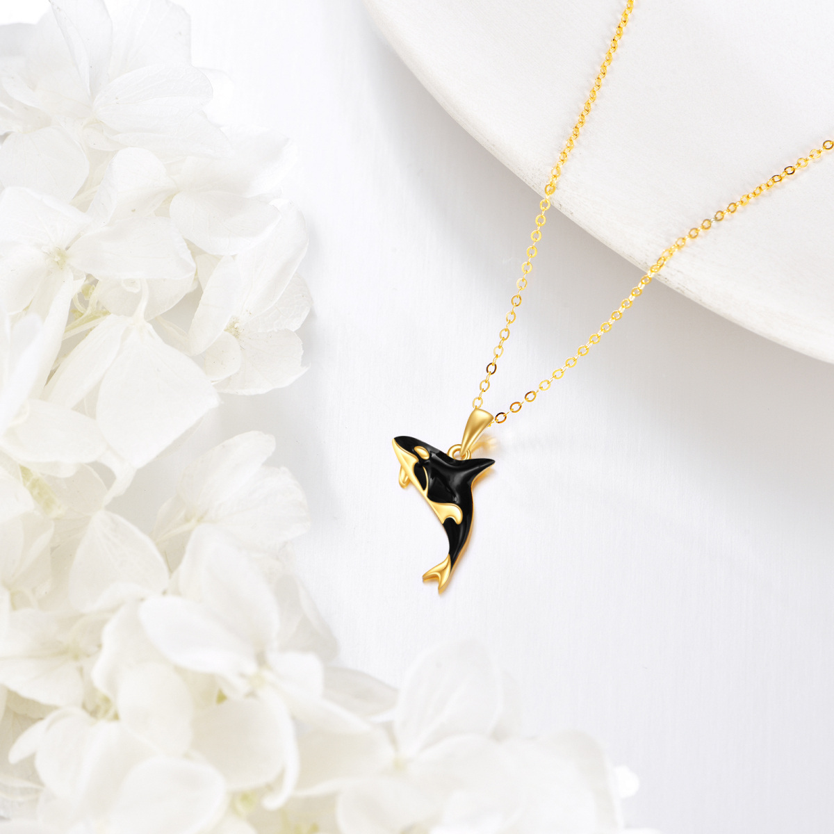 14K Gold Killer Whale Pendant Necklace-4