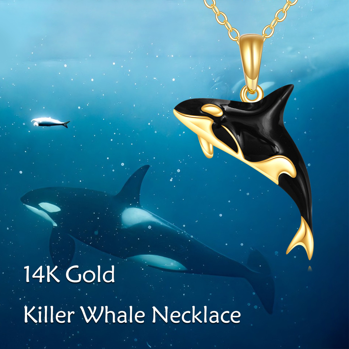 10K Gold Killer Whale Pendant Necklace-5