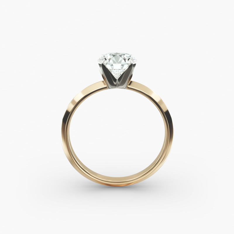 Anel de noivado solitário com diamante de laboratório e lâmina de faca em ouro 14K-6