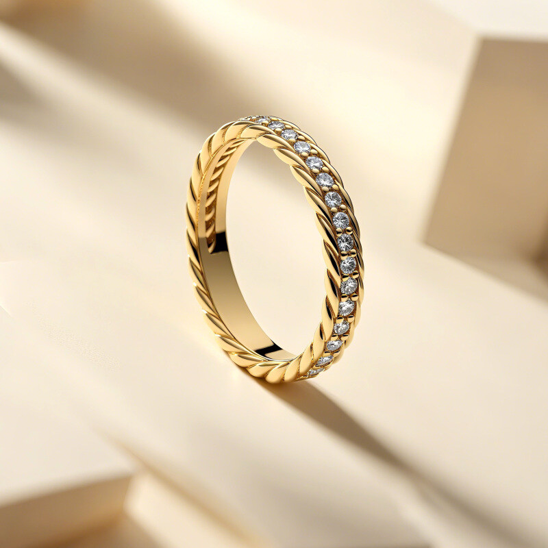 14K Gold Lab Diamonds Custom Wedding Band-2