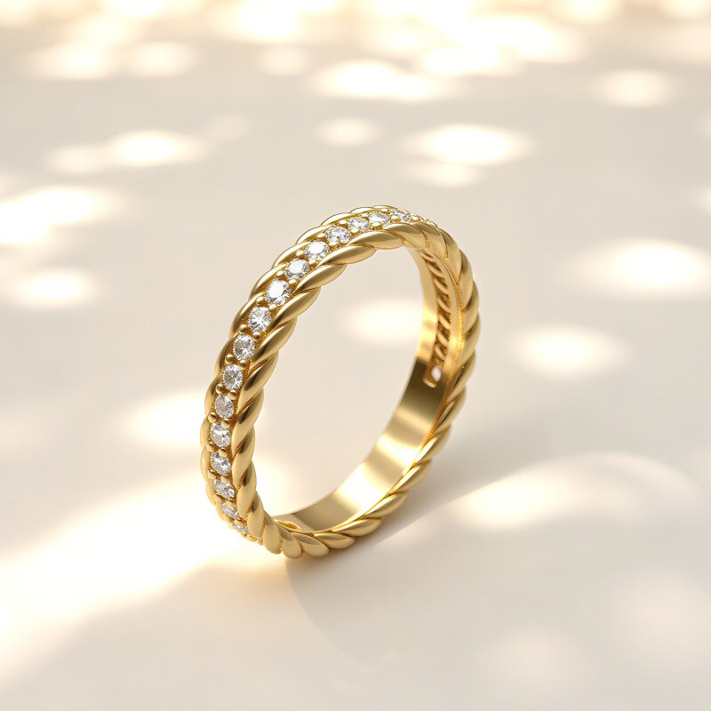 14K Gold Lab Diamonds Custom Wedding Band-3