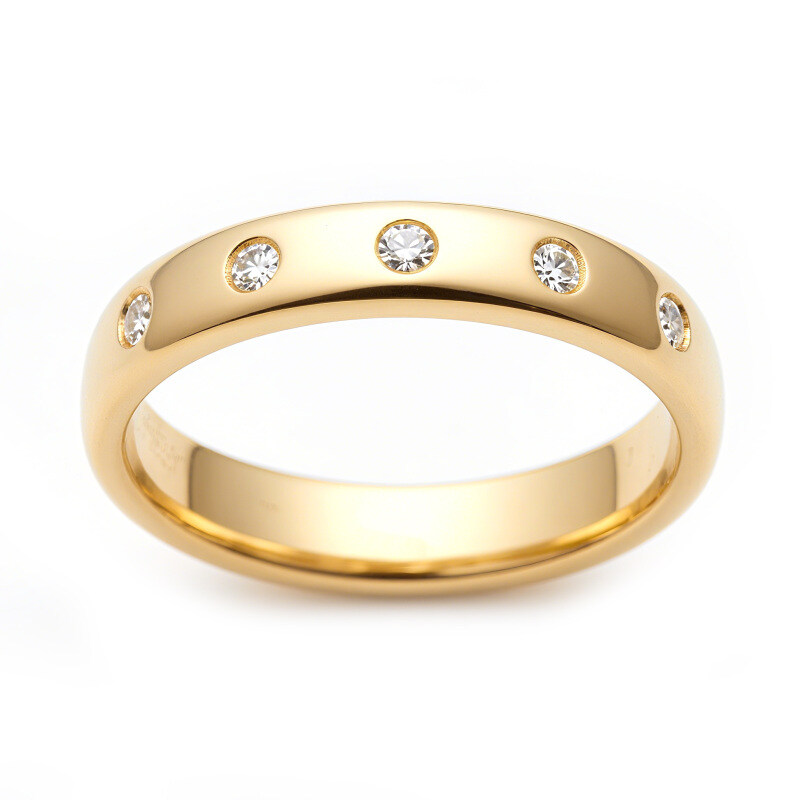 Pierścień ślubny na zamówienie z 14-karatowego złota i sztucznych diamentów-3