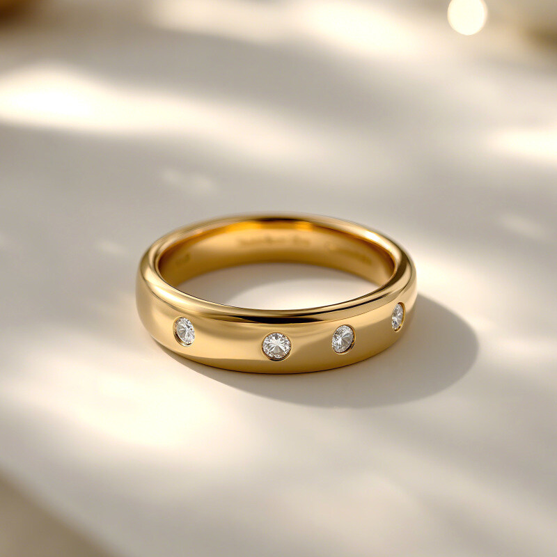 14K Gold Lab Diamonds Custom Wedding Band-2