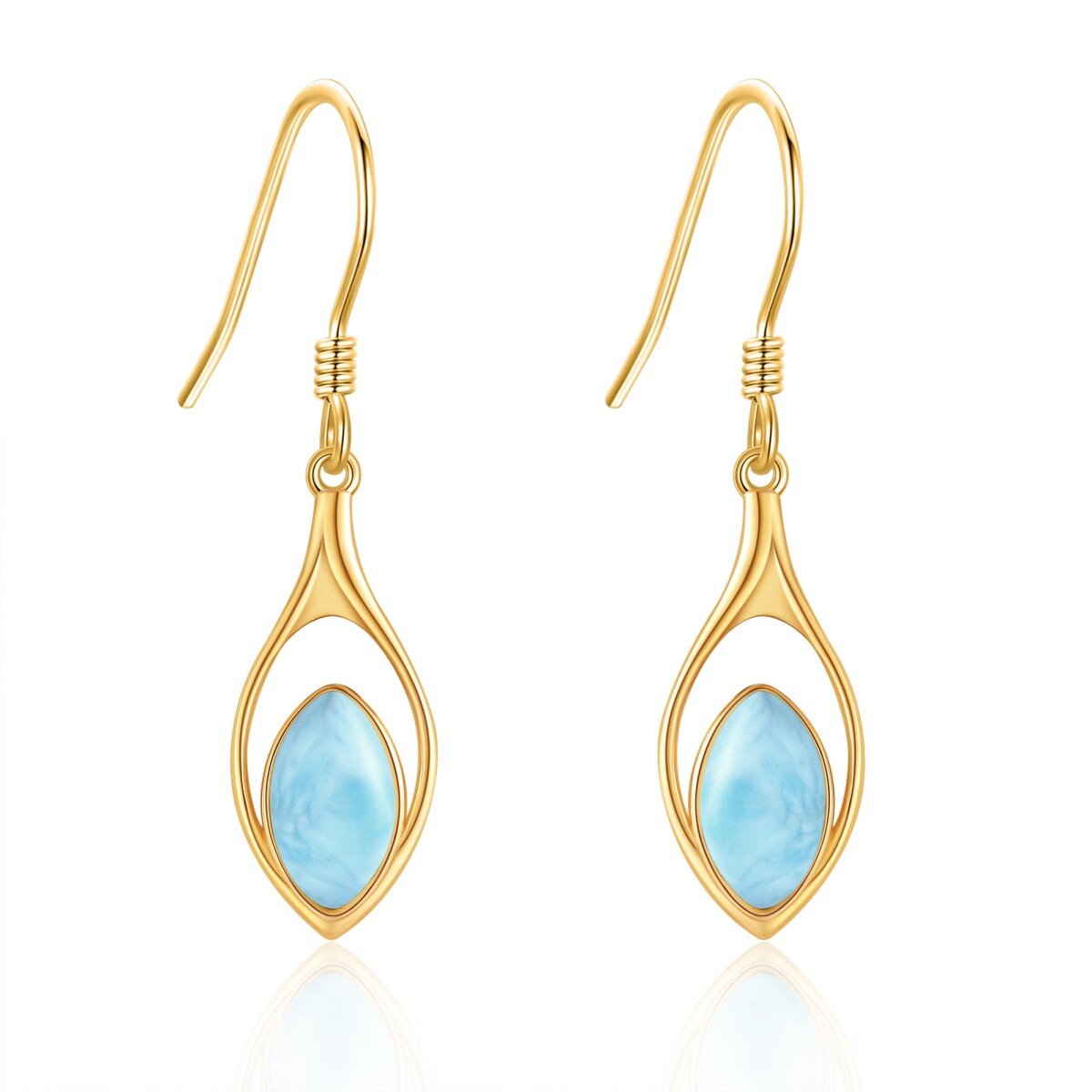 Boucles d'oreilles pendantes en lalagite en or 14 carats-1