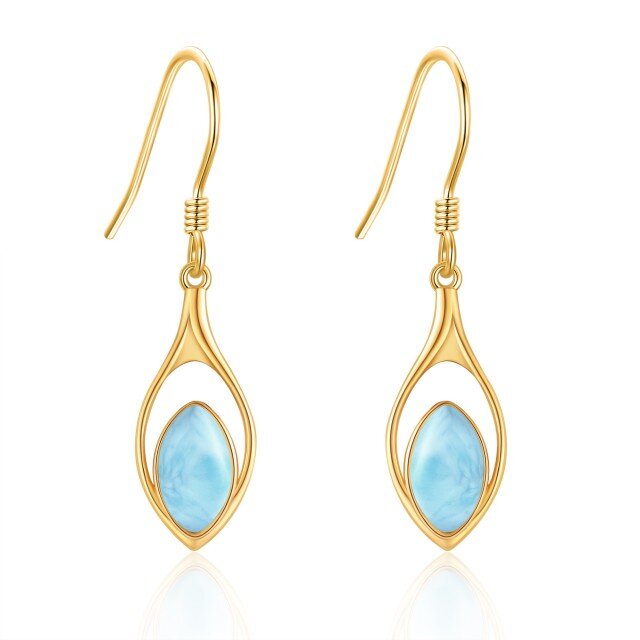 14K Gold Lablagite Drop Earrings-1